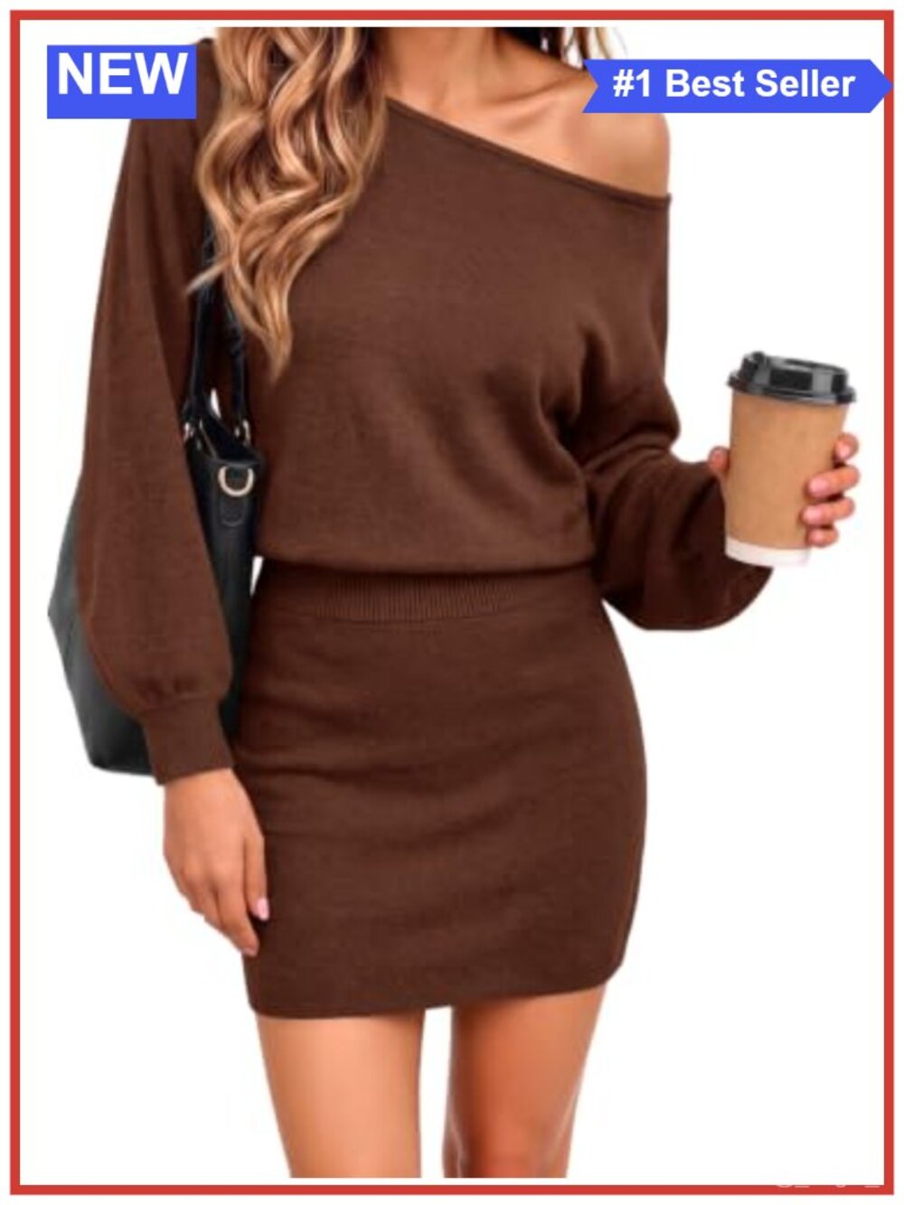 Off the Shoulder Knit Sweater Dress Long Sleeve Mini Bodycon